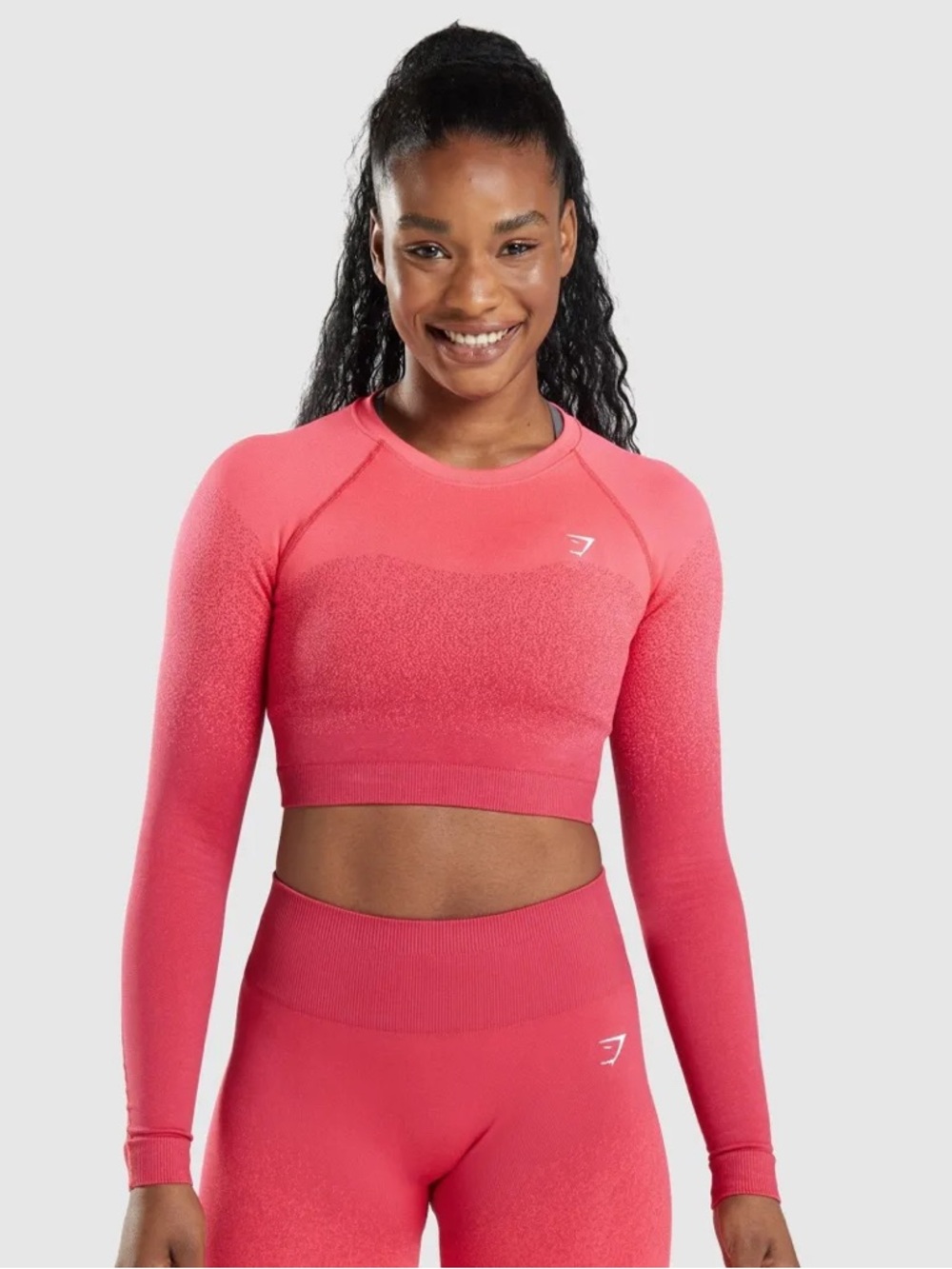 Gymshark Coral Ombre Seamless Long Sleeve Crop Top